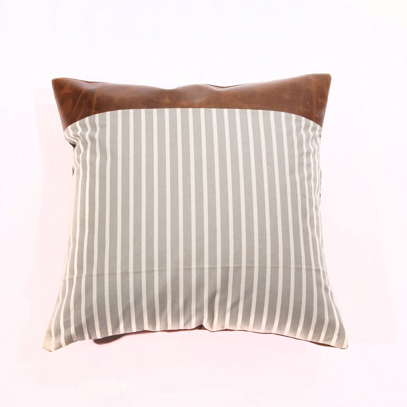 Genuine Leather Patchwork Cushion Tan Pillow Cover