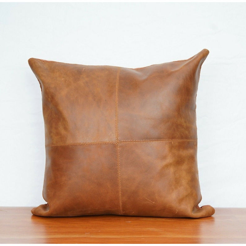 Genuine Leather Patchwork Cushion