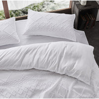 Tufted Ultra Soft Microfiber Quilt Cover Set Single White