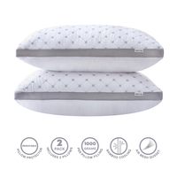 Luxury Bamboo Cooling Twin pack plush down like pillows with 2 bonus quilted waterproof pillow protectors