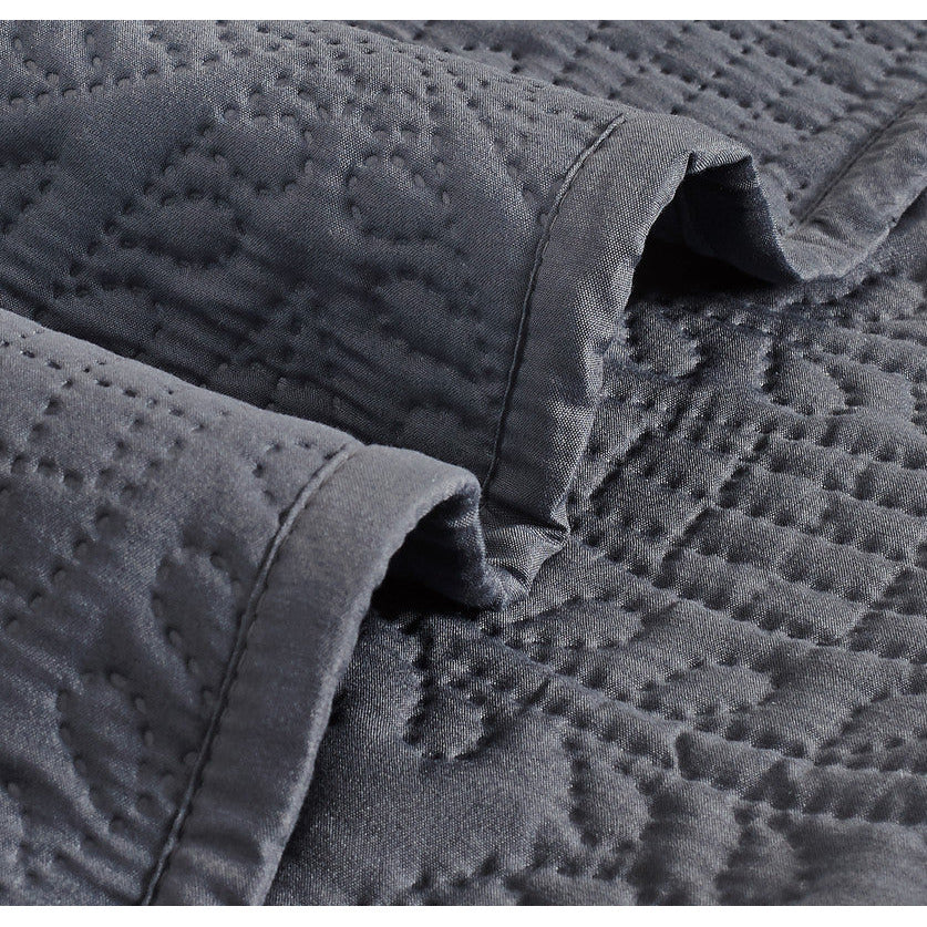 Lisbon Quilted 3 Pieces Embossed Coverlet Set-queen/double charcoal