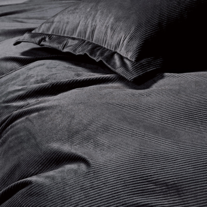 Corduroy Velvet King Bed Quilt Cover Set Charcoal