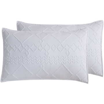 Tufted Microfibre Super Soft Twin Pack Standard Pillowcases - White
