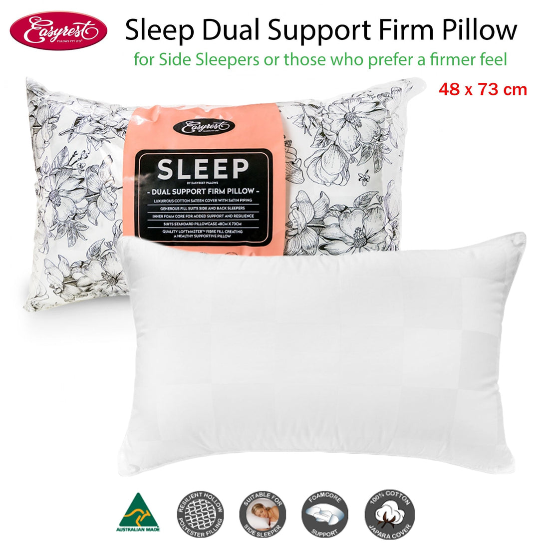 Sleep Dual Support Firm Standard Pillow Suits Side Sleeper