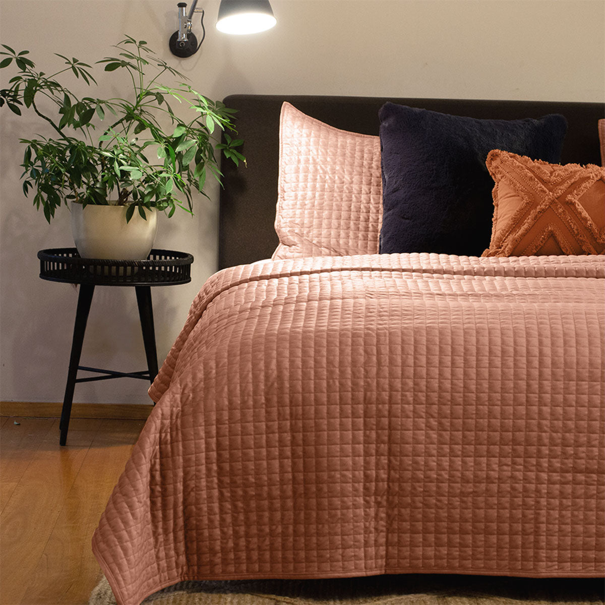 Buy the J.Elliot Home Adela Clay Pink Velvet Quilted Coverlet Set Queen/King (V442IDCCOVERLET