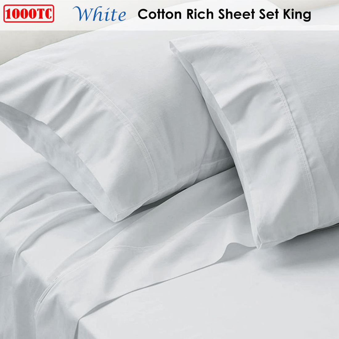 1000TC Cotton Rich Sheet Set White King