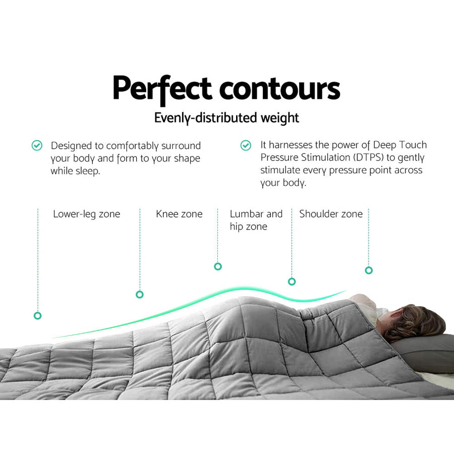 Bedding 9KG Cotton Weighted Blanket Heavy Gravity - Light Grey