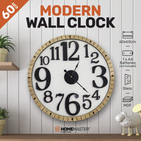Wall Clock Large Modern Design Stylish Glass Surface 60cm