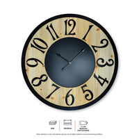 Home Master Wall Clock Wood &amp; Metal Look Stylish Design Large Numbers 60cm